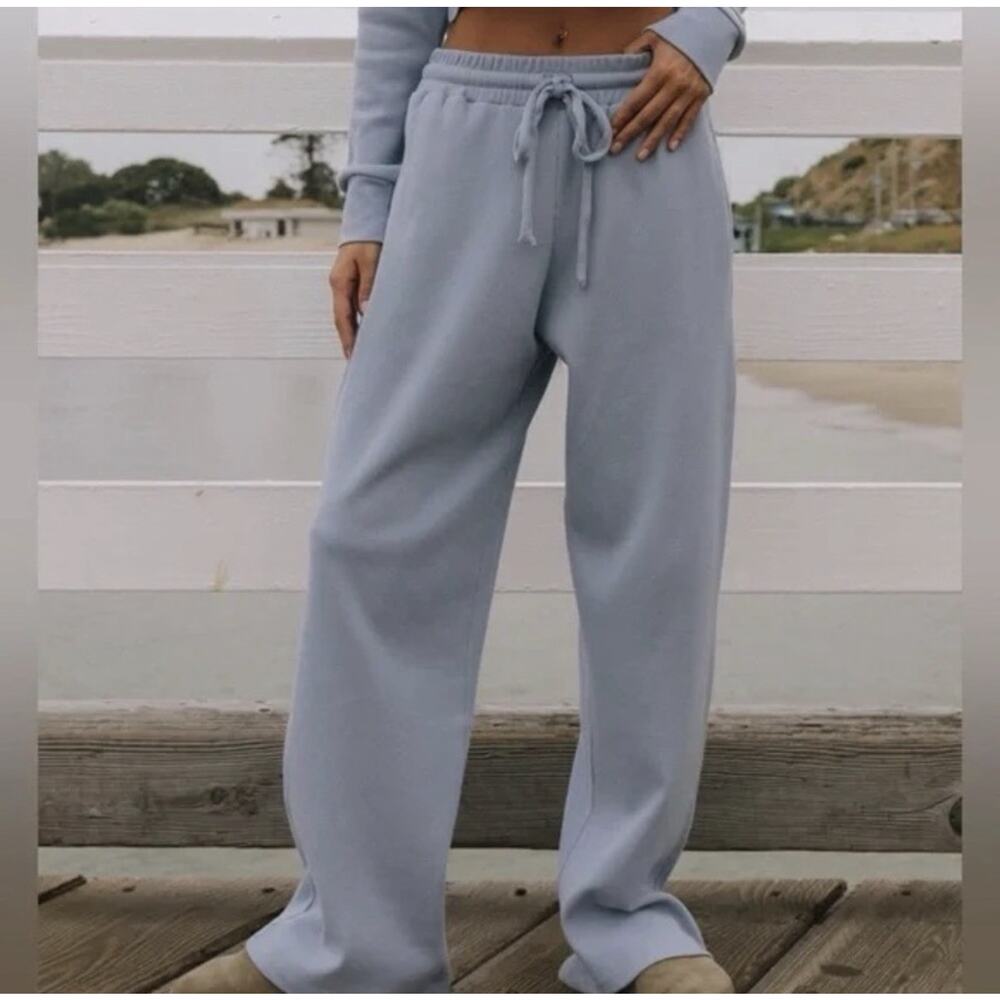 Daily Drills Light Blue Wide-Leg Track Pants